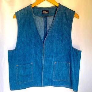 Koret Denim Open Vest, Women’s XL, Western Vintage Coastal Grandma Minimalist